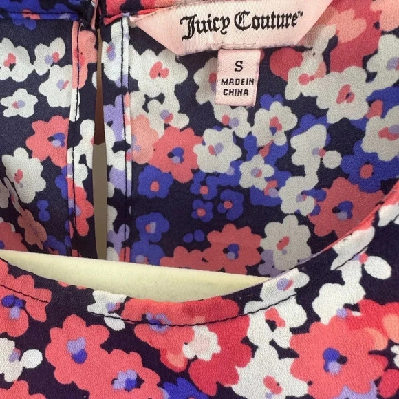 Juicy Couture sleeveless ruffle top floral pink purple workwear casual size S - Picture 3 of 3